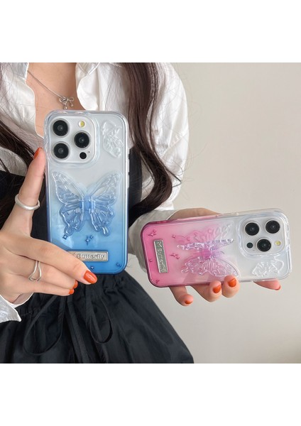iPhone 13 Pro Için 6.1 Inç Kılıf Gradyan Tpu Darbeye Dayanıklı Telefon Kılıfı, Şekli Kickstand-Pembe (Yurt Dışından)