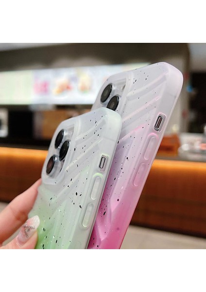 iPhone 14 Pro Max Için Yıldız Dekor Cep Telefonu Kılıfı Degrade Renkli Slim-Fit Tpu Telefon Kabuğu-Göl Mavisi (Yurt Dışından)