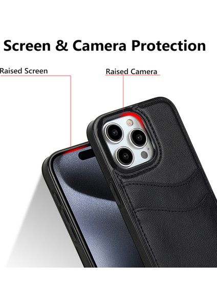 iPhone 14 Pro Max Için Kılıf Kart Yuvası Düşmeyi Önleyici Pu+Tpu Telefon Koruyucu-Siyah (Yurt Dışından) fırsatları