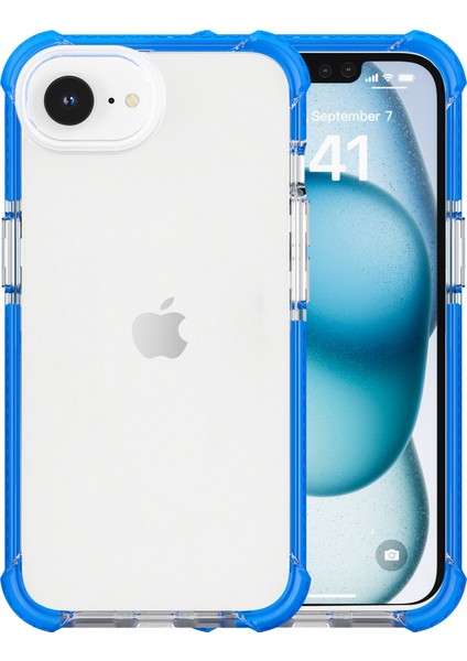 iPhone SE(2024) Için Kılıf 3'ü 1 Arada Düşmeye Tpu+Tpe+Akrilik Telefon Kılıfı-Mavi+Şeffaf (Yurt Dışından)