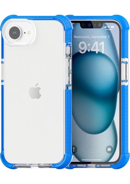iPhone SE(2024) Için Kılıf 3'ü 1 Arada Düşmeye Tpu+Tpe+Akrilik Telefon Kılıfı-Mavi+Şeffaf (Yurt Dışından)