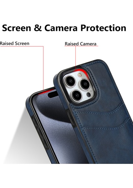 iPhone 14 Pro Max Için Kılıf Kart Yuvası Düşmeyi Önleyici Pu+Tpu Telefon Koruyucu-Mavi (Yurt Dışından) fırsatları