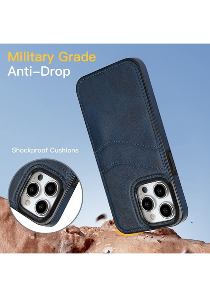 iPhone 14 Pro Max Için Kılıf Kart Yuvası Düşmeyi Önleyici Pu+Tpu Telefon Koruyucu-Mavi (Yurt Dışından) indirimleri