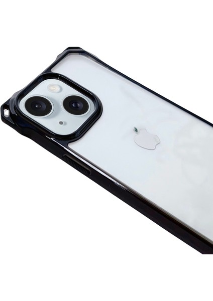 iPhone 14 Plus Kılıf Dört Köşe Korumalı Şeffaf Tpu Telefon Kılıfı Ince Kordonlu-Siyah (Yurt Dışından)