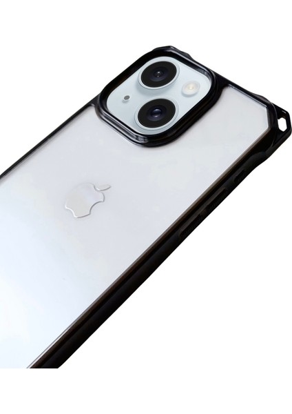 iPhone 14 Plus Kılıf Dört Köşe Korumalı Şeffaf Tpu Telefon Kılıfı Ince Kordonlu-Siyah (Yurt Dışından)