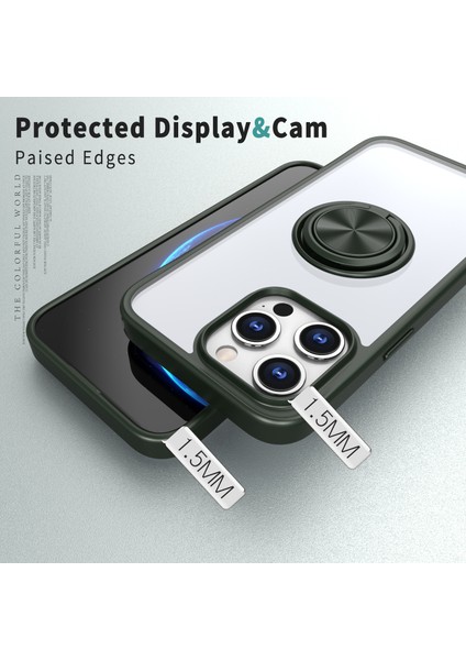 iPhone 15 Pro Max Için Şeffaf Kılıf Dönen Kickstand Tpu+Pc Düşmeyi Önleyici Telefon Kapağı-Yeşil (Yurt Dışından)