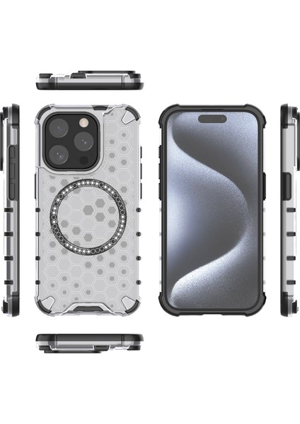 iPhone 15 Pro Için Manyetik Kılıf Petek Dokulu Tpu+Pc Düşmeyi Önleyici Telefon Kapağı-Şeffaf (Yurt Dışından) indirimleri
