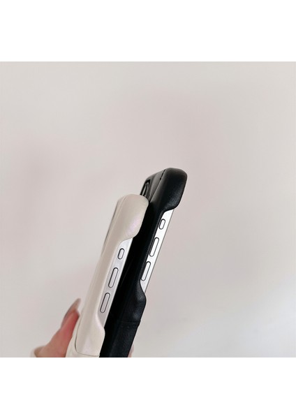 iPhone 13 Pro Telefon Kılıfı Kart Yuvası Pu Deri Kaplamalı Tpu Düşme Önleyici Kapak-Beyaz (Yurt Dışından)