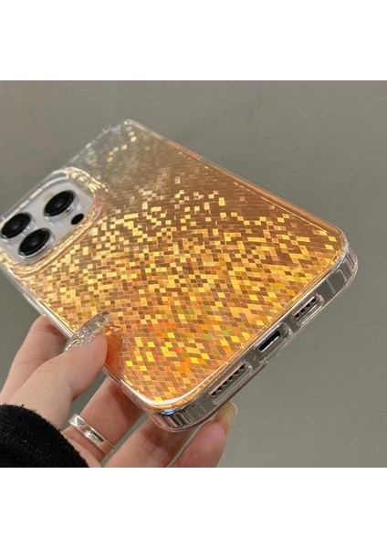 iPhone 15 Pro Max Tpu+Pc Cep Telefonu Kılıfı Imd Sparkle Eşkenar Dörtgen Desenli Arka Kapak-Mavi (Yurt Dışından)