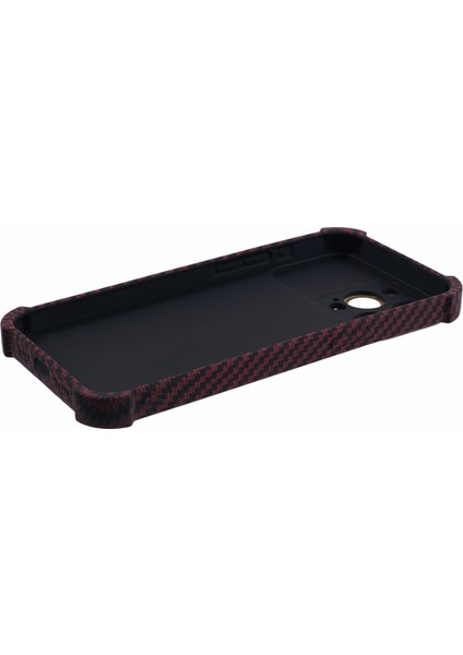 iPhone 12 Pro Max Kılıf Karbon Fiber Dokulu Tpu+Silikon Büyük Pencereli Telefon Kapağı-Kırmızı (Yurt Dışından)