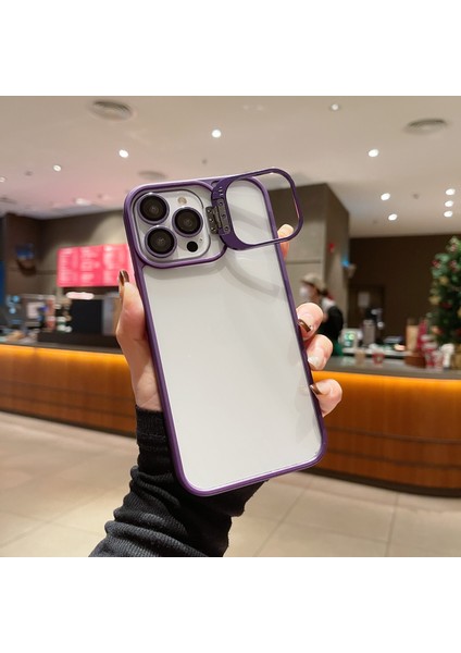 U1 iPhone 15 Pro Kılıf Tpu+Akrilik Kickstand Telefon Kılıfı, Cam Lensli Film-Koyu Mor (Yurt Dışından) modelleri