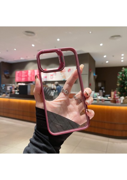 U1 iPhone 15 Pro Kılıf Için Tpu+Akrilik Kickstand Telefon Kılıfı, Cam Lensli Film-Şarap Kırmızısı (Yurt Dışından) fırsatları