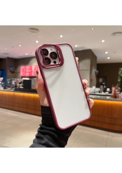 U1 iPhone 15 Pro Kılıf Için Tpu+Akrilik Kickstand Telefon Kılıfı, Cam Lensli Film-Şarap Kırmızısı (Yurt Dışından) indirimleri