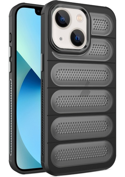 iPhone 14 Için Kılıf Mesh Nefes Alabilir Pc+Tpu Yarı Saydam Mat Arka Telefon Kapağı-Siyah (Yurt Dışından)