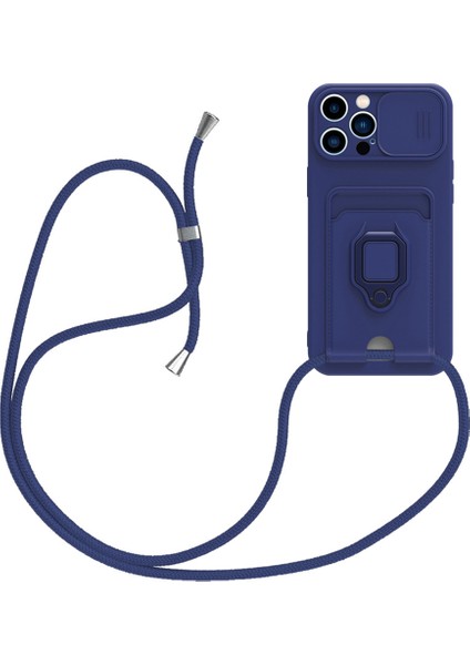 iPhone 15 Pro Max Için Kılıf Kart Sahibi Pc+Tpu Telefon Kickstand Kapak Kordon-Safir (Yurt Dışından) fiyatları