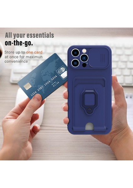 iPhone 15 Pro Max Için Kılıf Kart Sahibi Pc+Tpu Telefon Kickstand Kapak Kordon-Safir (Yurt Dışından) indirimleri