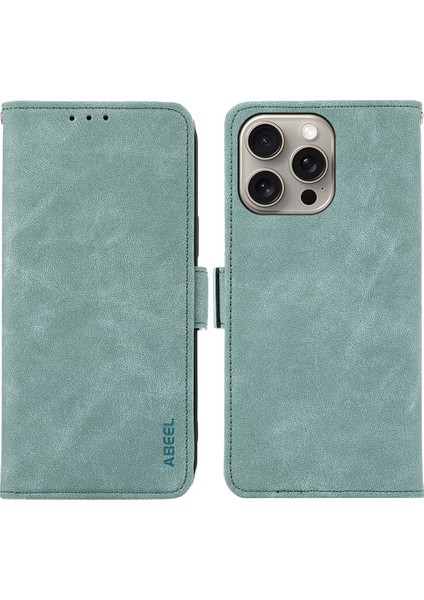 iPhone 12 Pro Max Için Kılıf Manyetik Kapaklı Pu Deri Rfıd Engelleme Telefon Kapağı-Bebek Mavisi (Yurt Dışından)