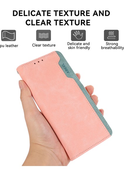 iPhone 13 Pro Için Cüzdan Kılıf Rfıd Engelleme Ekleme Renkli Deri Telefon Kapağı-Pembe (Yurt Dışından)