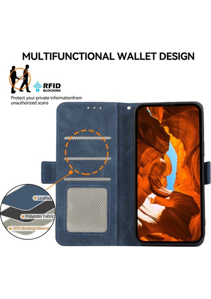 iPhone 13 Pro Için Deri Kılıf Yan Manyetik Toka Rfıd Engelleme Cüzdan Telefon Kılıfı-Mavi (Yurt Dışından) fırsatları
