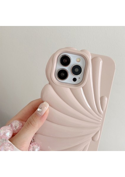 iPhone 13 Pro Için Kılıf Deniz Kabuğu Şekilli Parlak Tpu Telefon Kılıfı, Bileklik Zinciri-Pembe (Yurt Dışından)