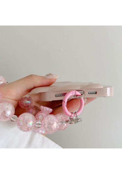iPhone 13 Pro Için Kılıf Deniz Kabuğu Şekilli Parlak Tpu Telefon Kılıfı, Bileklik Zinciri-Pembe (Yurt Dışından)