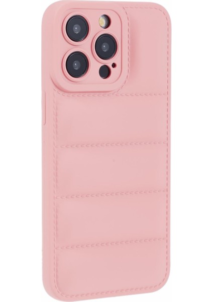 iPhone 13 Pro Için 6.1 Inç Koruyucu Kılıf Izgaralı Ceket Dokusu Düşmeyi Önleyici Kabuk-Pembe (Yurt Dışından)