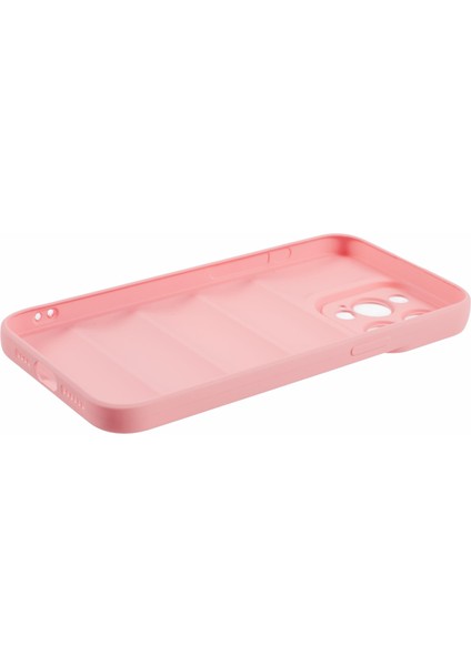 iPhone 13 Pro Için 6.1 Inç Koruyucu Kılıf Izgaralı Ceket Dokusu Düşmeyi Önleyici Kabuk-Pembe (Yurt Dışından)