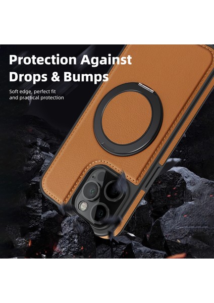 iPhone 13 Pro Max Kılıf Magsafe Deri+Pc+Tpu ile Uyumlu Kickstand Telefon Kılıfı-Kahverengi (Yurt Dışından) indirimleri