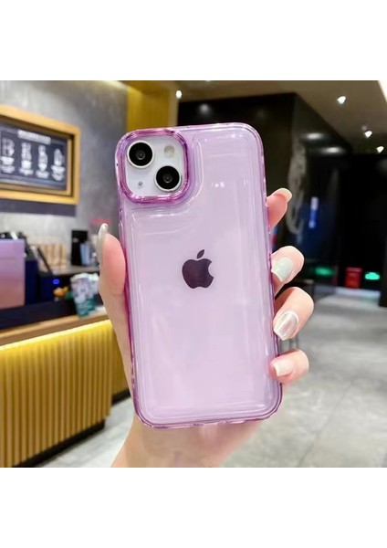 iPhone 14 Için Kılıf Darbeye Dayanıklı Hava Yastığı Şeffaf Tpu+Pc Telefon Kapağı-Mor (Yurt Dışından)