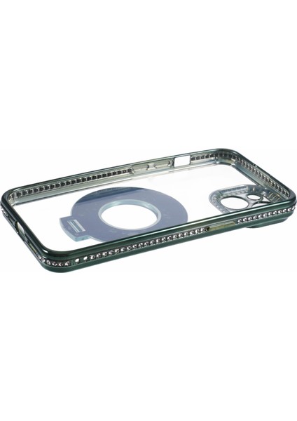 IPhone 14 Kılıf Için Tpu Rhinestones Dekor Pc Halka Kickstand Cep Telefonu Koruyucu-Gece Yarısı Yeşil (Yurt Dışından) fırsatları