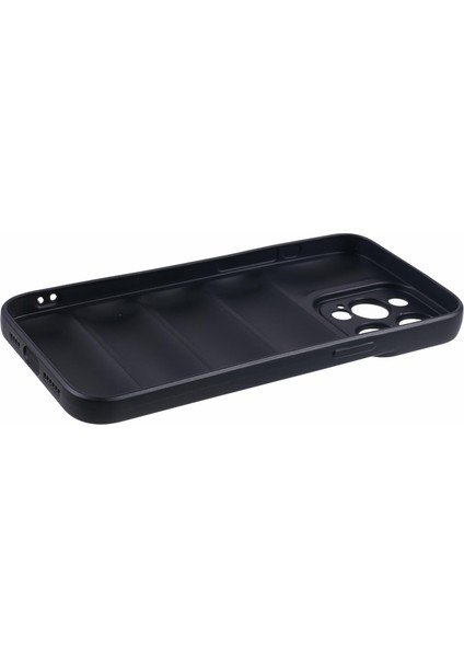 iPhone 13 Pro Için 6.1 Inç Koruyucu Kılıf Izgaralı Ceket Dokusu Düşmeyi Önleyici Kabuk-Siyah (Yurt Dışından)