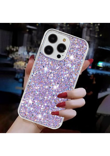 iPhone 13 Pro Max Sparkle Epoksi Cep Telefonu Tpu Kapak-Mor Arka Kabuk (Yurt Dışından)
