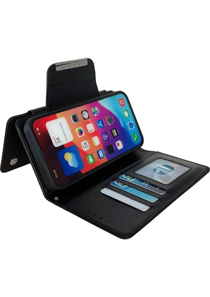 iPhone 13 Pro Kılıf Çıkarılabilir 2'si 1 Arada Deri Cüzdan Telefon Kılıfı-Siyah (Yurt Dışından)