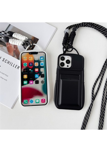 iPhone 13 Pro Için 6.1 Inç Kılıf Omuz Askılı Cilt-Dokunmatik Tpu Kart Tutucu Telefon Koruyucu-Pembe (Yurt Dışından)