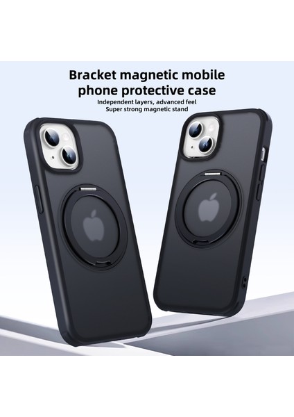 iPhone 13/14 Için Manyetik Kılıf Halkası Kickstand Pc+Tpu Telefon Kapağı-Mat Siyah (Yurt Dışından) modelleri