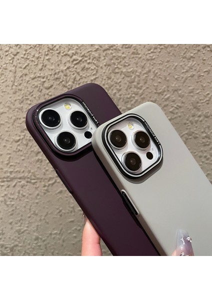 iPhone 13 Pro 6.1 Inç Telefon Kılıfı Mat Metal Lens Çerçevesi Pc Kapağı Mobil Tedarikçisi-Mor Için (Yurt Dışından)