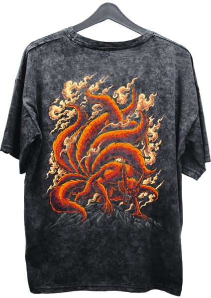Oversize Naruto Kurama Ex2 Sırt Baskılı Yıkamalı T-Shirt, Unisex Anime Baskılı Vintage Tişört fiyatları