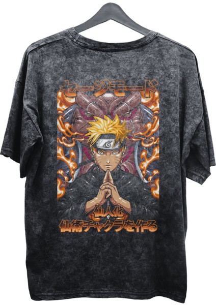 Oversize Uzumaki Naruto V2 Sırt Baskılı Yıkamalı T-Shirt, Unisex Anime Baskılı Retro Tişört fiyatları
