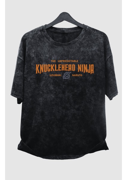 Oversize Uzumaki Naruto V2 Sırt Baskılı Yıkamalı T-Shirt, Unisex Anime Baskılı Retro Tişört modelleri