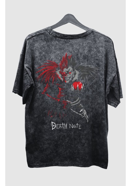 Oversize Death Note Sırt Baskılı Yıkamalı T-Shirt, Anime Baskılı Vintage Tişört fiyatları