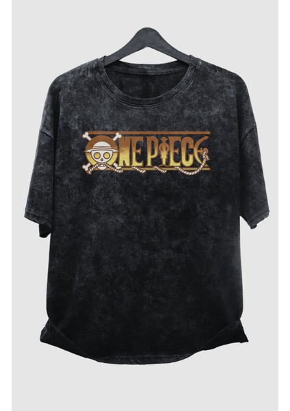 Oversize One Piece Buggy Sırt Baskılı Yıkamalı T-Shirt, Unisex Anime Baskılı Vintage Tişört modelleri