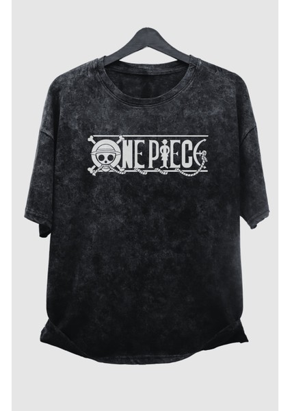 Oversize One Piece Sabo V2 Sırt Baskılı Yıkamalı T-Shirt, Unisex Anime Baskılı Retro Tişört modelleri