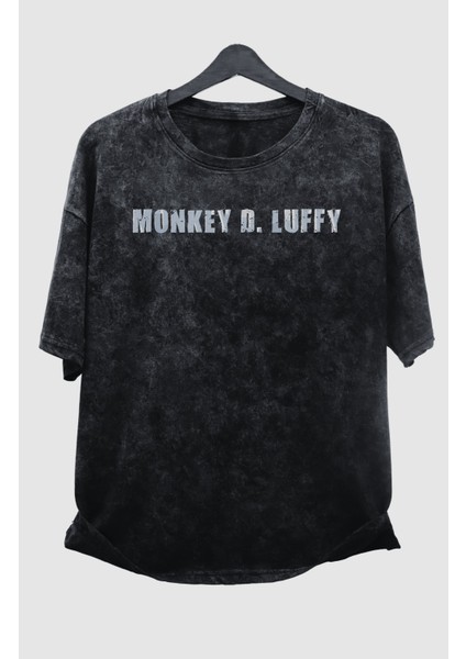 Oversize Monkey D. Luffy V3 Sırt Baskılı Yıkamalı T-Shirt, Unisex Anime Baskılı Retro Tişört modelleri