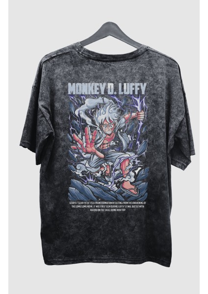 Oversize Monkey D. Luffy V3 Sırt Baskılı Yıkamalı T-Shirt, Unisex Anime Baskılı Retro Tişört fiyatları