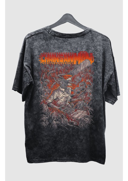 Oversize Chainsaw Man V3 Sırt Baskılı Yıkamalı T-Shirt, Unisex Anime Baskılı Vintage Tişört fiyatları
