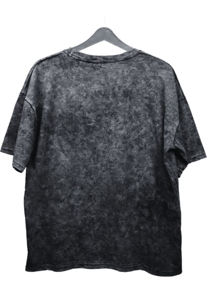 Oversize Aot Eren Yeager Titan Form Baskılı Yıkamalı T-Shirt, Unisex Anime Baskılı Vintage Tişört
