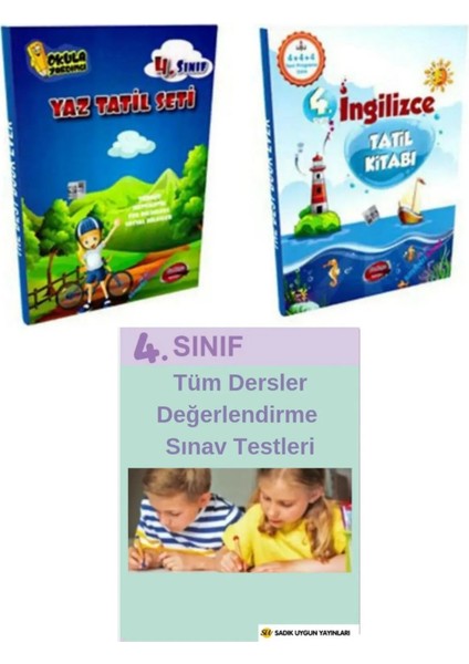 4. Sınıf Tüm Dersler Değerlendirme Testi - Yaz Tatil Kitabı - İngilizce Tatil Kitabı 3'lü Set