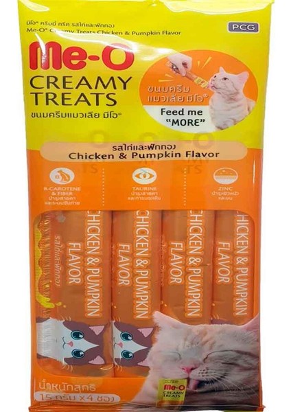 Me-O Creamy Kedi Ödülü Tavuk Bal Kabağı 4X15 gr