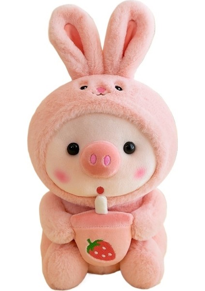 Sevimli Sütlü Çay Domuzu Peluş Oyuncak Domuz Bebek Domuz Bebek Piggy'ye Dönüştürüldü (Yurt Dışından)