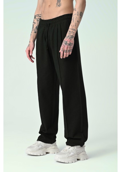 Haki Erkek Pile Dikiş Detaylı Bol Kesim Keten Pantolon fiyatları